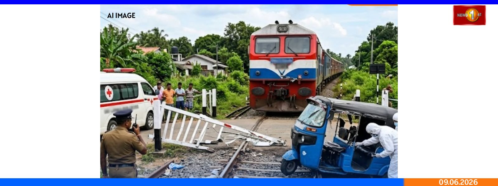 ரயிலில் மோதிய முச்சக்கர வண்டி : இருவர் பலி